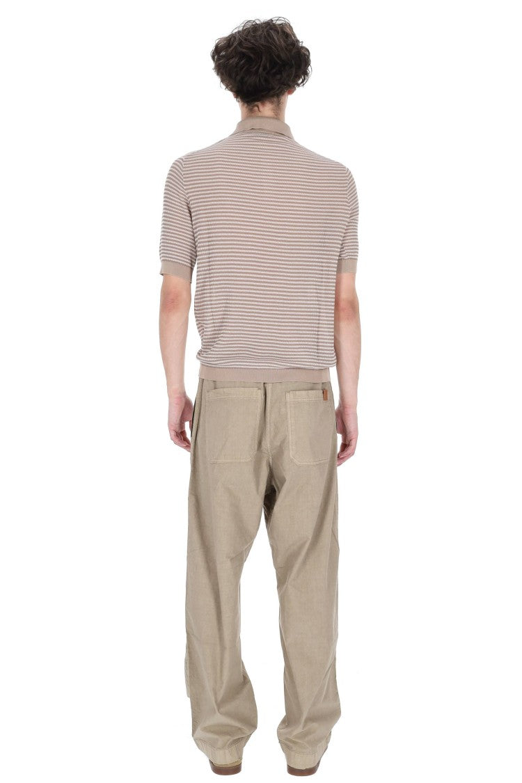 Ballantyne Beige Textured Cotton Polo Shirt
