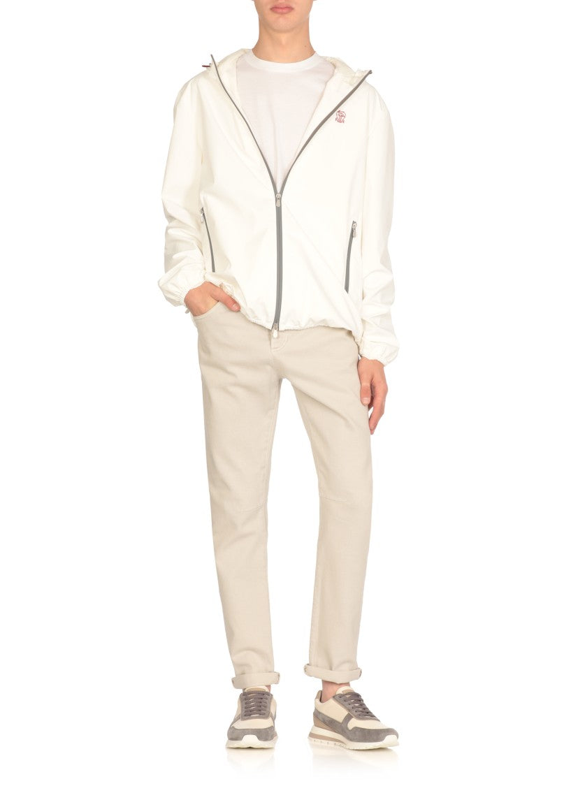 Brunello Cucinelli White Lightweight Jacket With Logo
