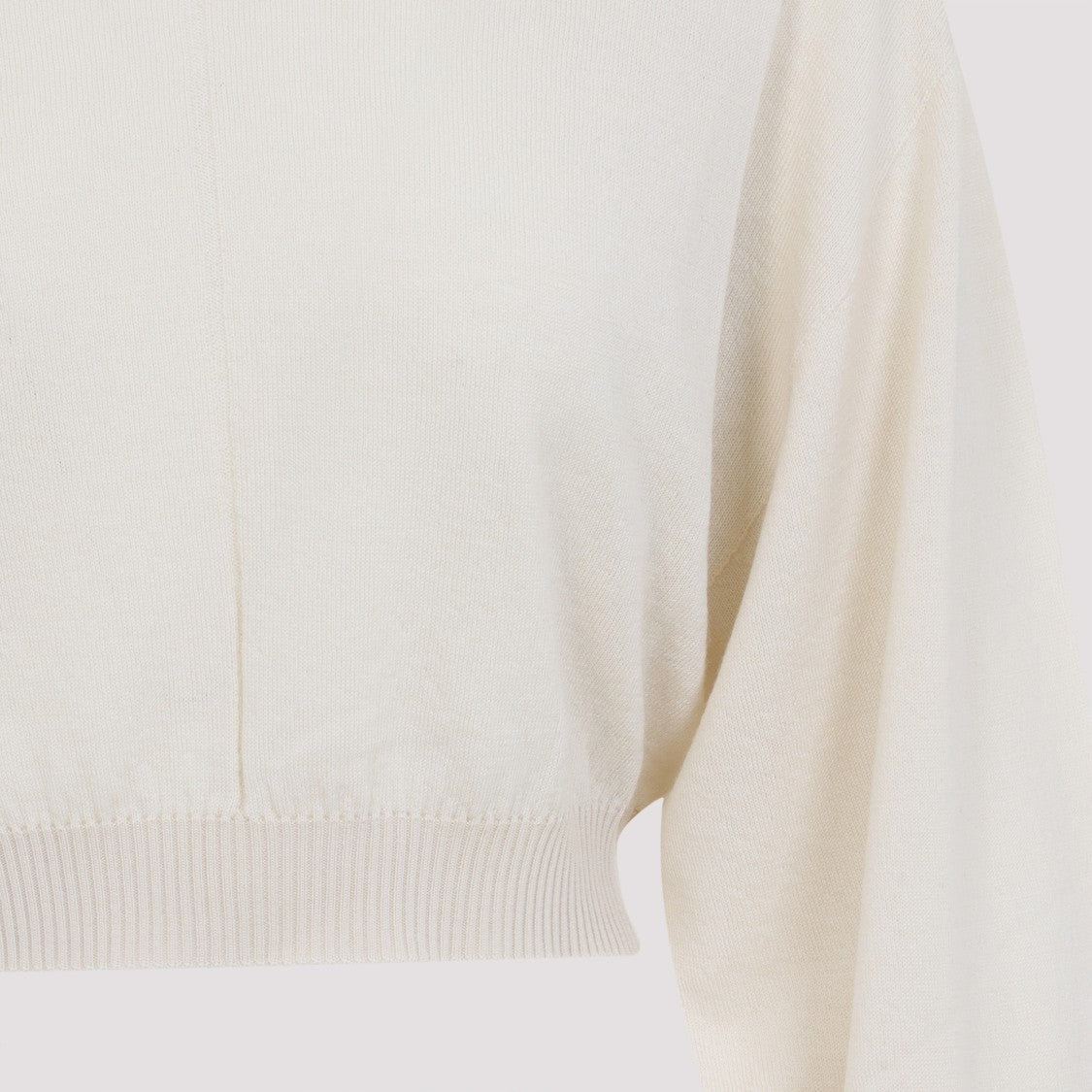 Rick Owens Natural White Virgin Wool Cropped Hooded Tunic Pullover