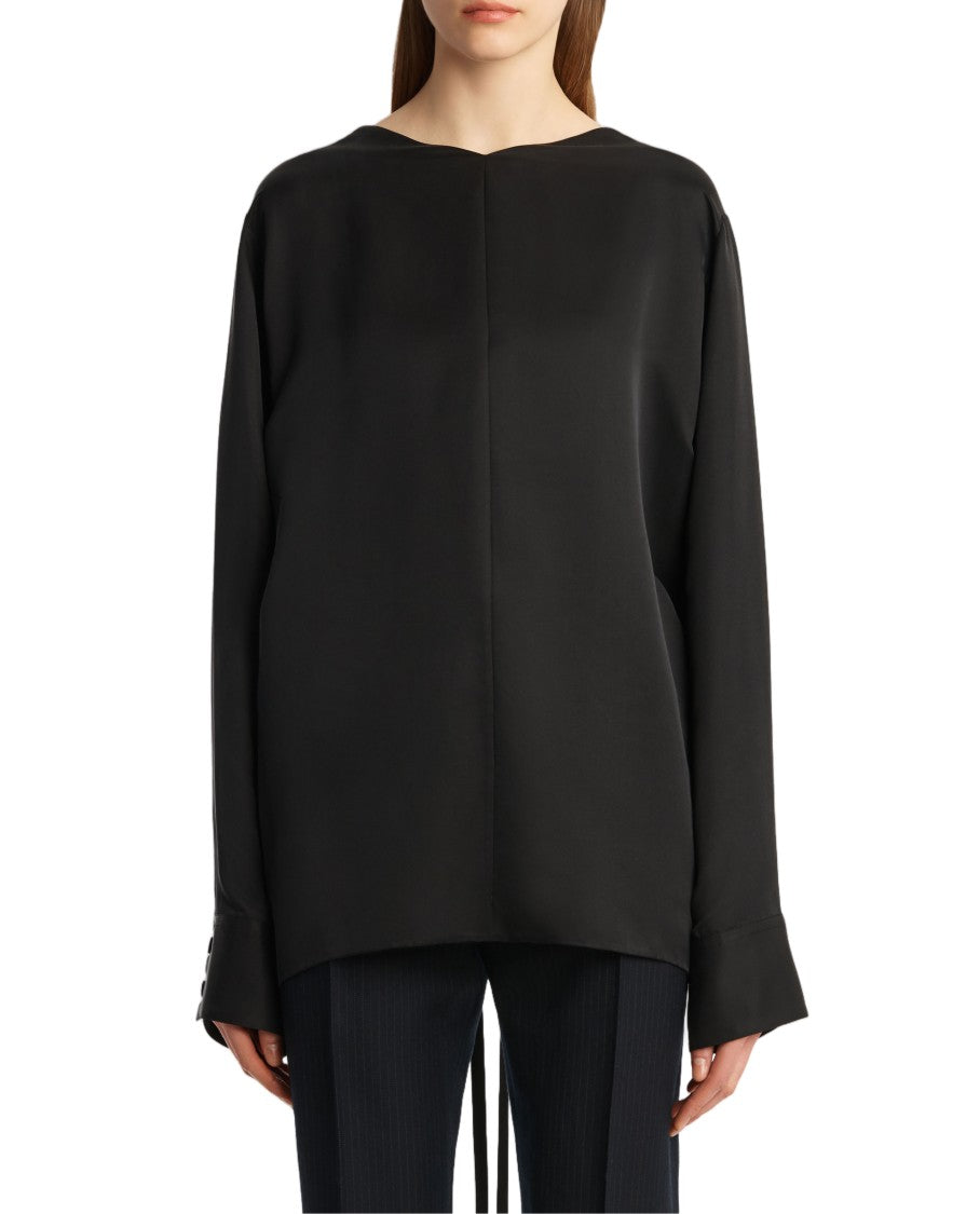 Khaite Long-Sleeved Top With Open Back And Ribbon Ties