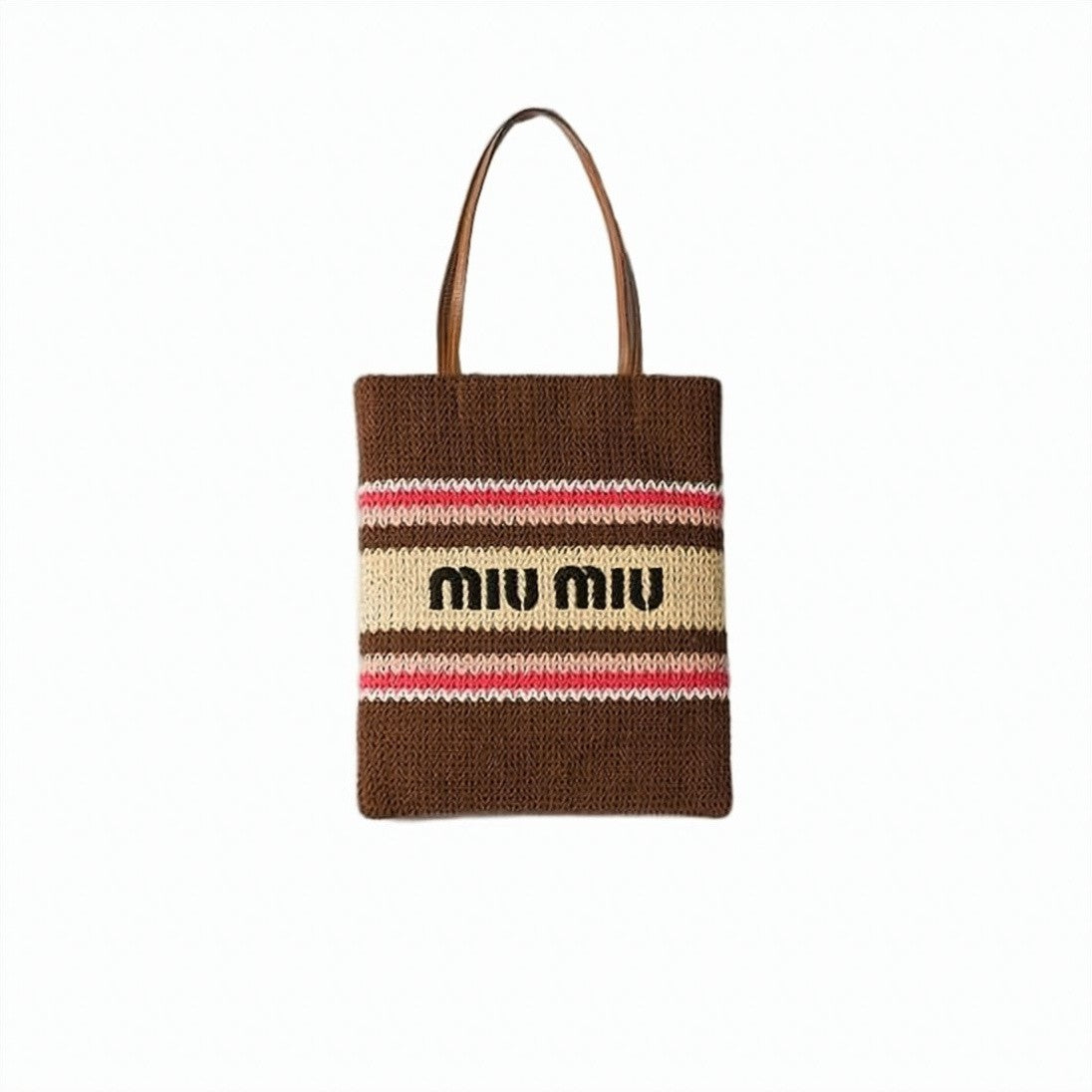 Miu Miu Rectangular Knitted Shoulder Bag With Striped Design