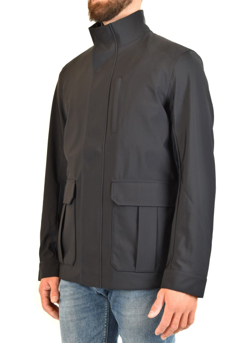 Emporio Armani Sky-Finish Polyamide Jacket With High Collar
