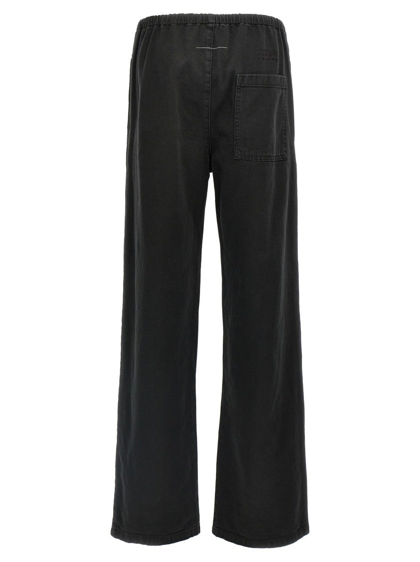 Mm6 By Maison Margiela Delavé Cotton Drawstring Pants With Signature Detailing