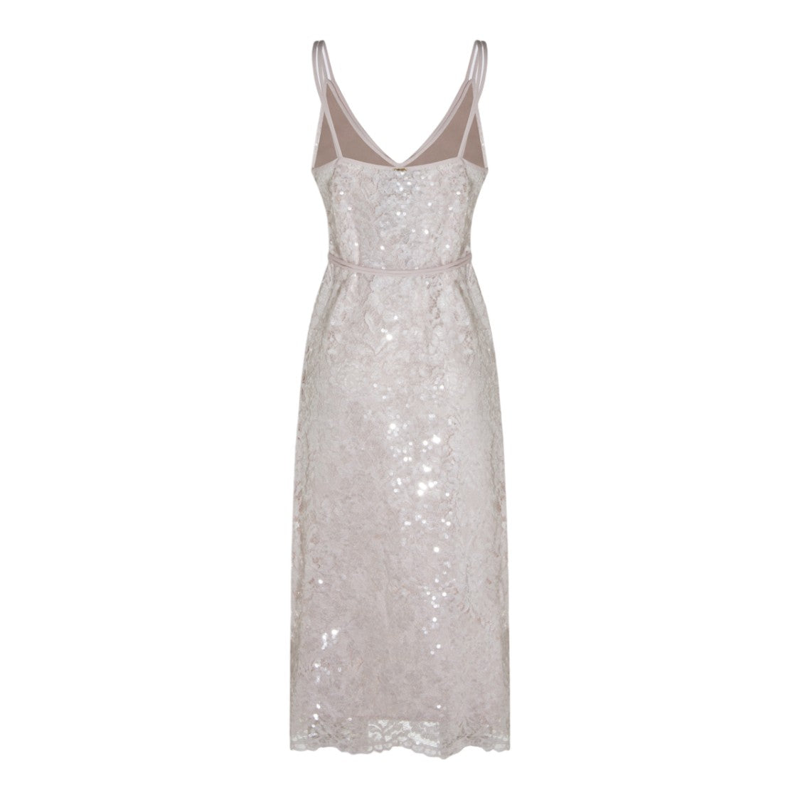 Twin-Set Midi Dress With Lace Overlay