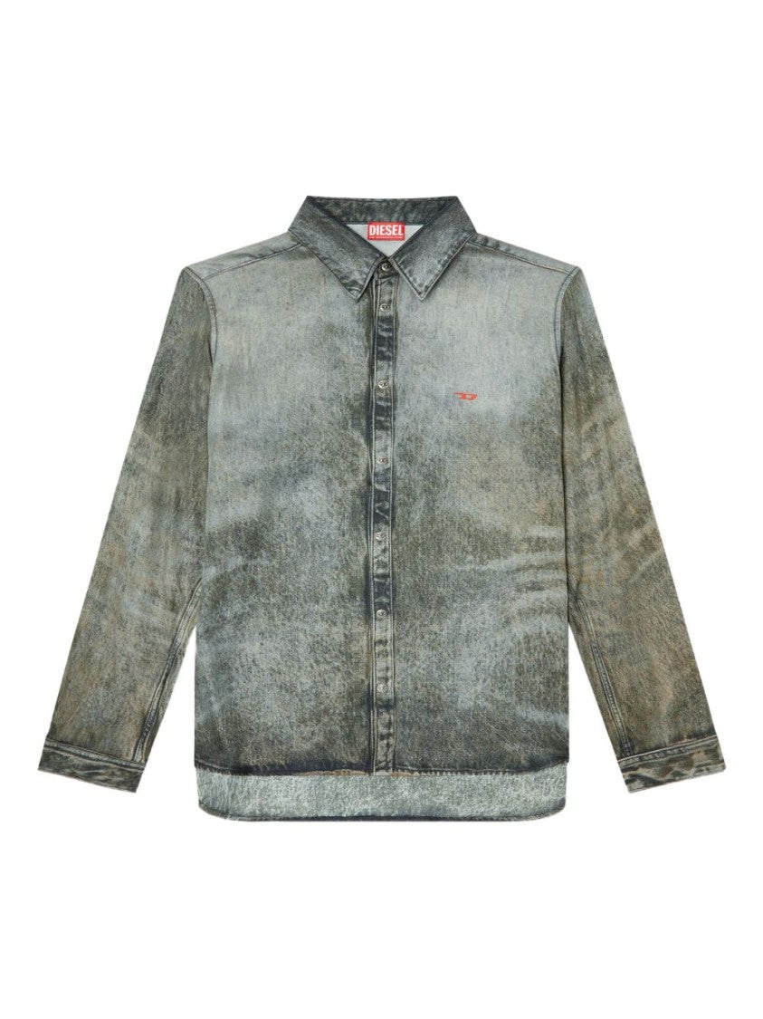 Diesel Washed Grey Viscose Casual Shirt