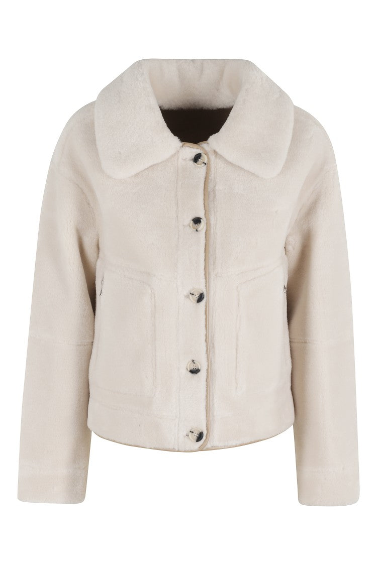 Urbancode Cream Reversible Jacket With Synthetic Sheepskin