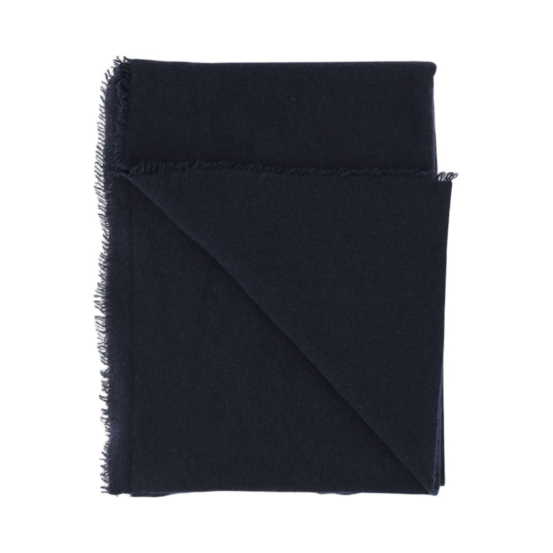 Faliero Sarti Fringed Rectangular Cashmere Scarf In Navy