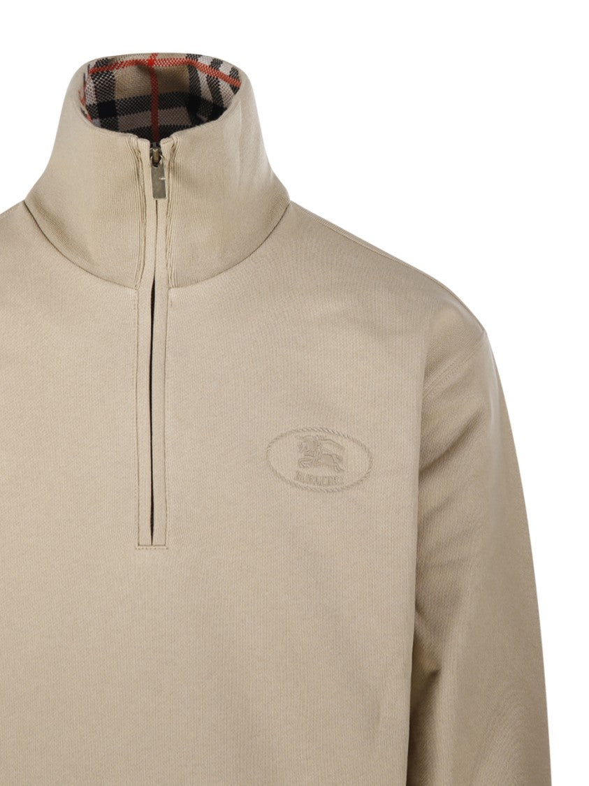 Burberry High Collar Quarter Zip Sweatshirt