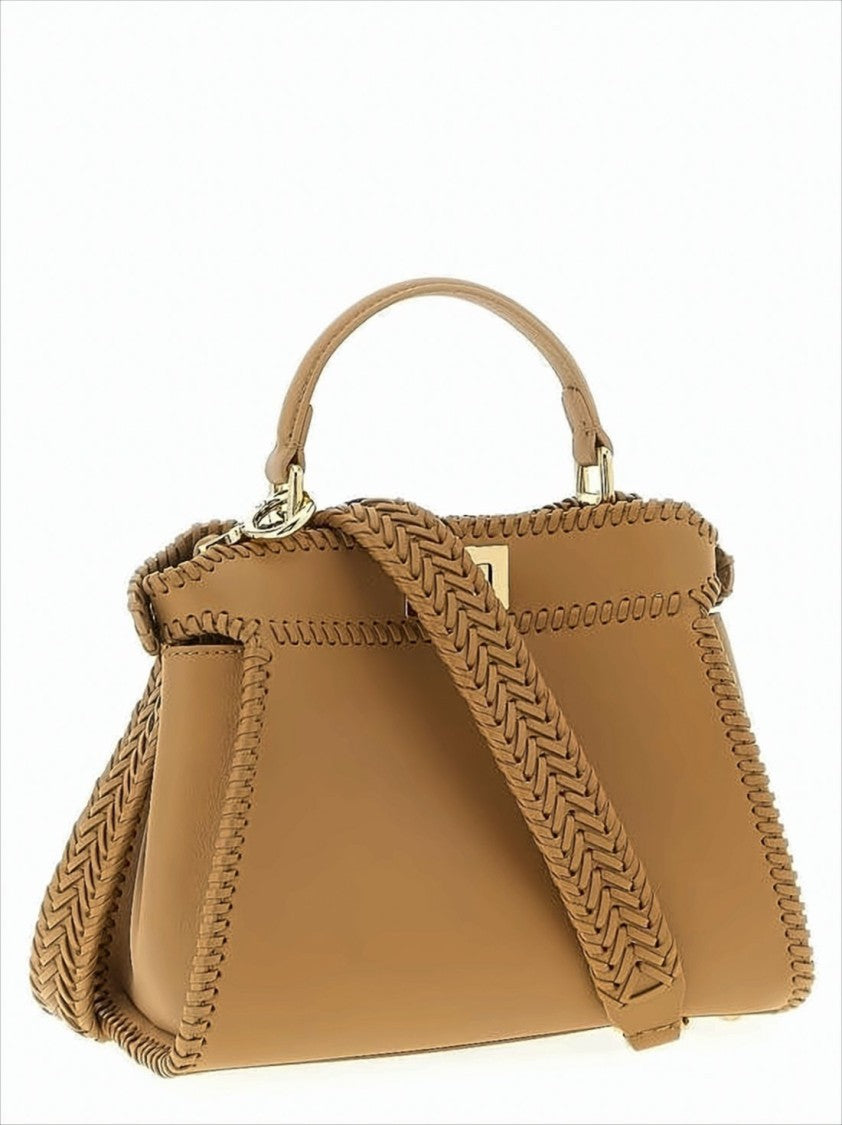 Fendi Structured Brown Leather Shoulder Bag