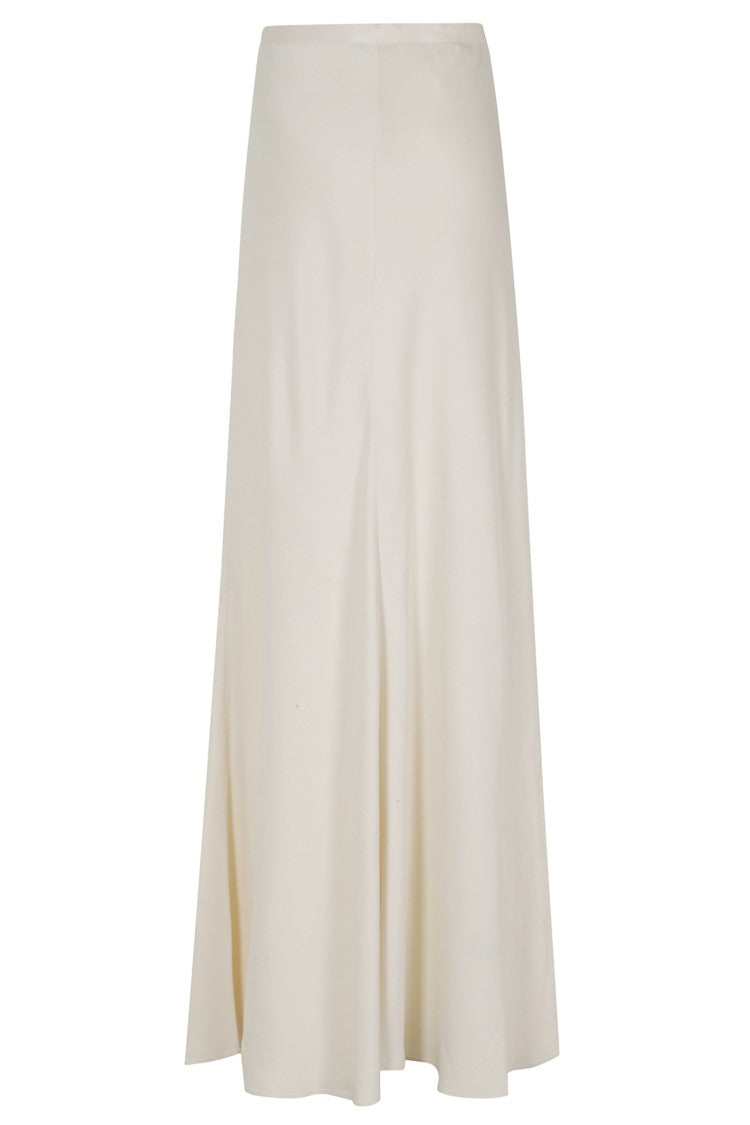Alberta Ferretti Ivory Enver Satin Mid-Length Viscose Skirt
