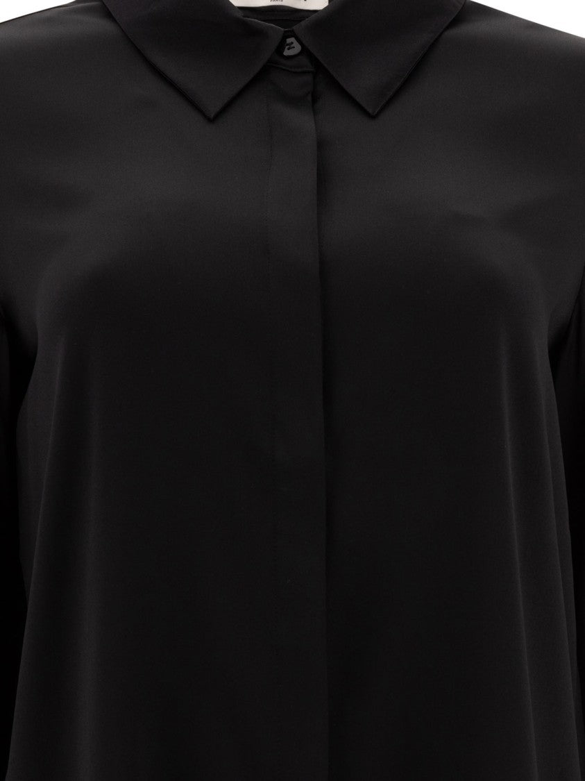 Max&Moi Sophisticated Black Silk Shirt With Classic Collar