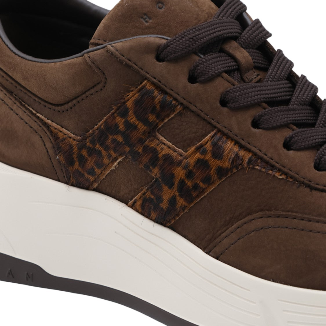 Hogan Chunky Sole Sneakers With Leopard Print Detail