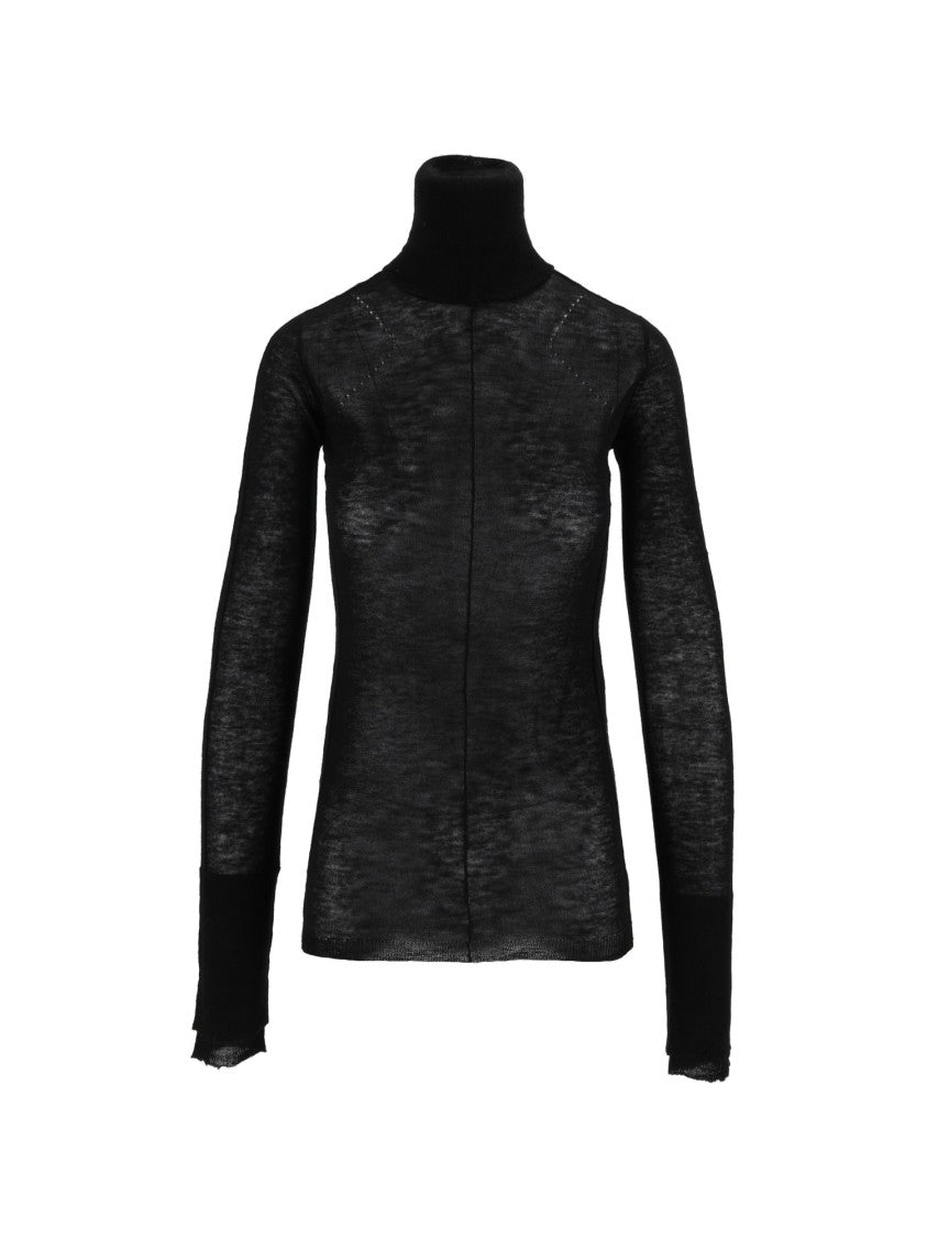 Elisabetta Franchi Fitted Semi-Sheer High-Turtleneck Knit Top