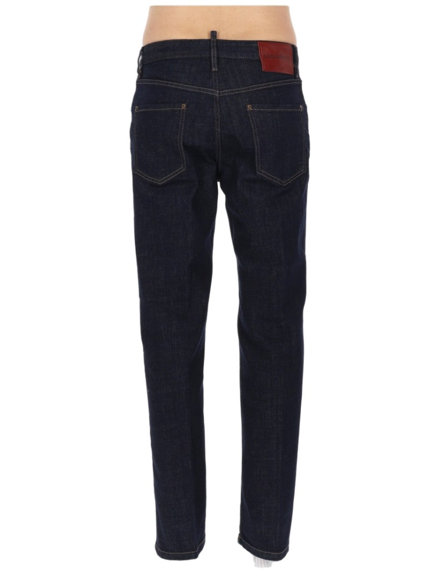 Dsquared2 Teddy Straight-Leg Dark Indigo Cotton Jeans
