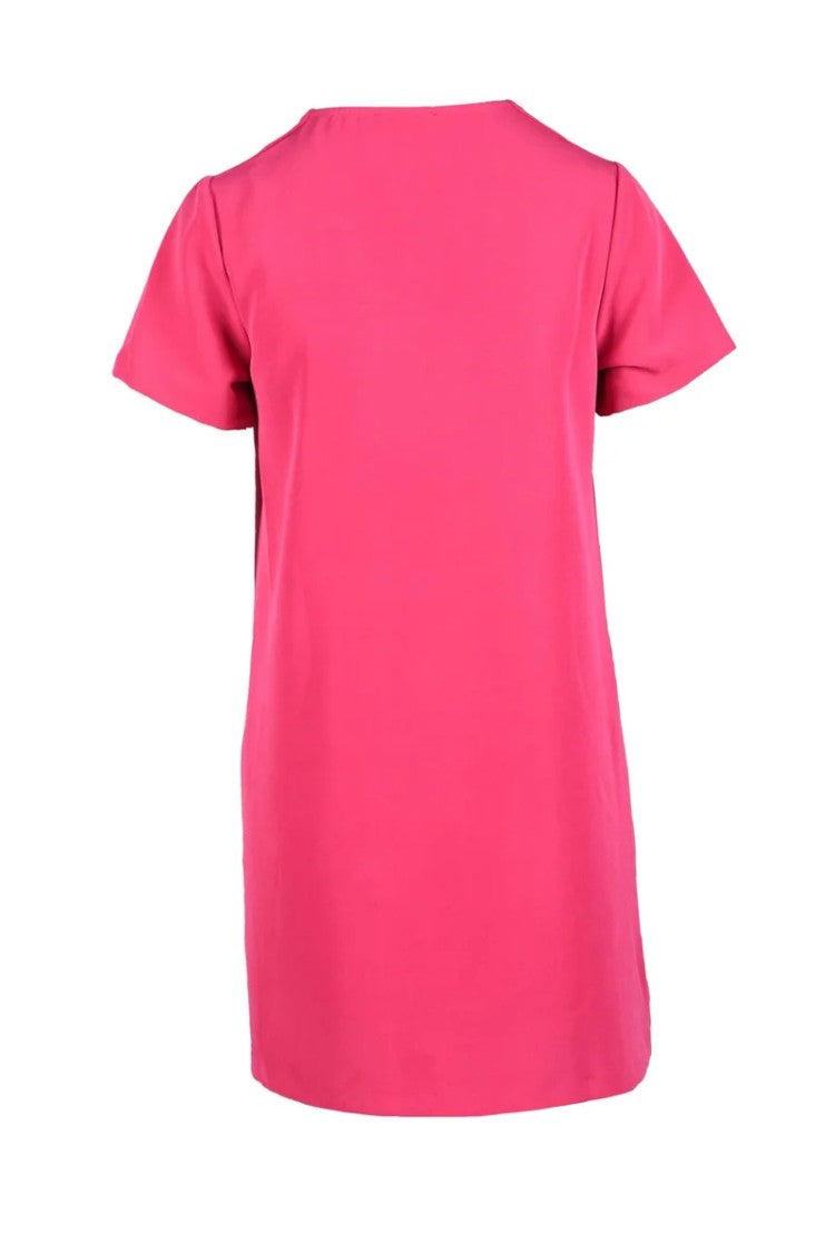 Lvl Level Vibes Level Fuchsia V-Neck Polyester Mini Dress