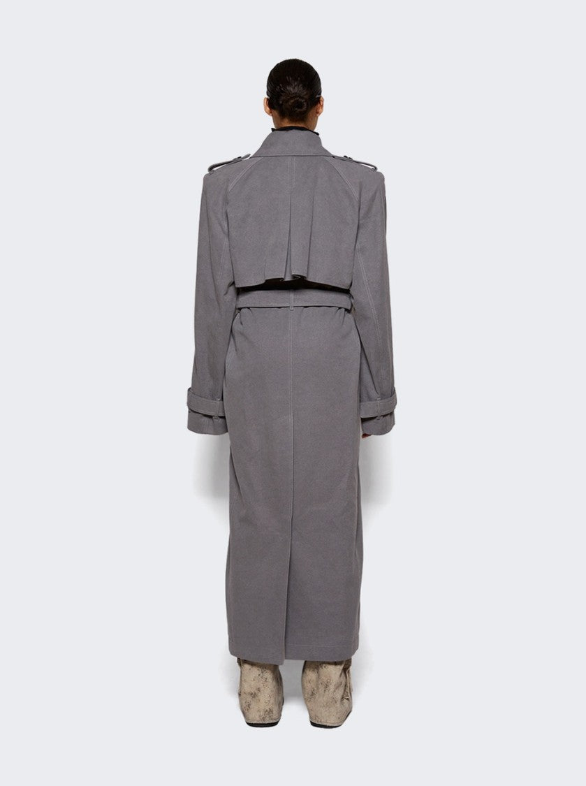 The Attico Structured Grey Canvas Trench Coat