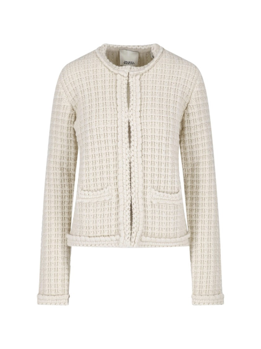 Isabel Marant Textured Knit Cropped Cardigan With Hook Closures