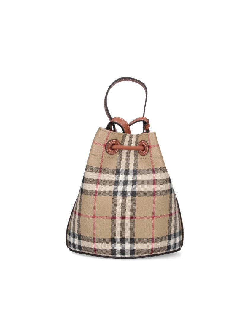 Burberry "Tb" Mini Bucket Bag, In Beige Fabric