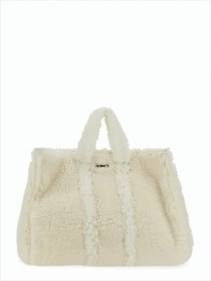 Sunnei Textured Cream Tote Bag With Detachable Strap
