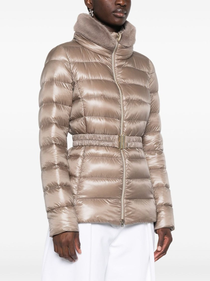 Herno Lightweight Gray Puffer Jacket With High Collar