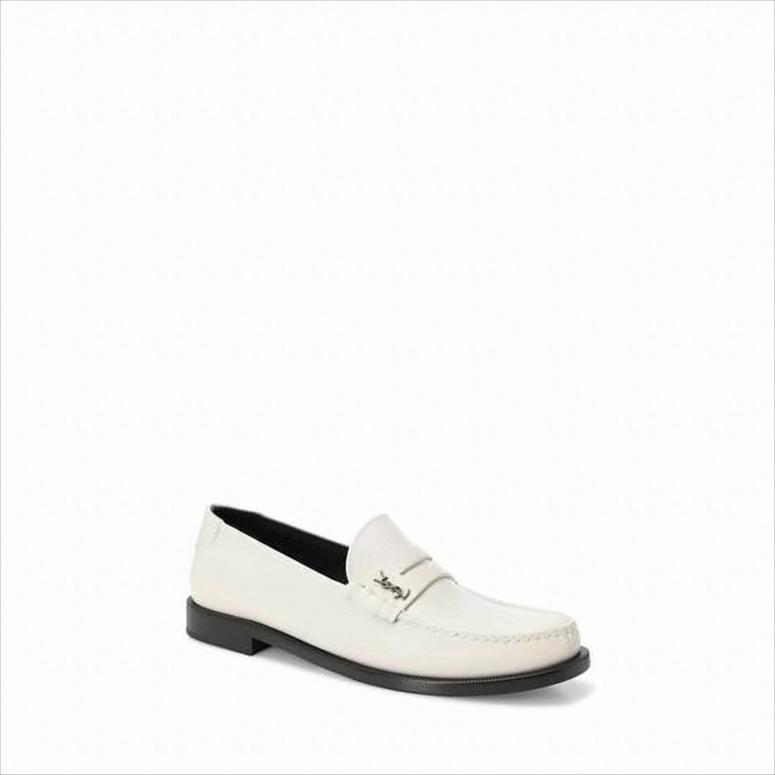 Saint Laurent Minimalist Lambskin Loafers With Metallic Accent