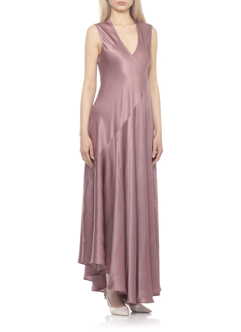 Antonelli Firenze Silk Blend Dress With Flared Hem And Asymmetrical Seam