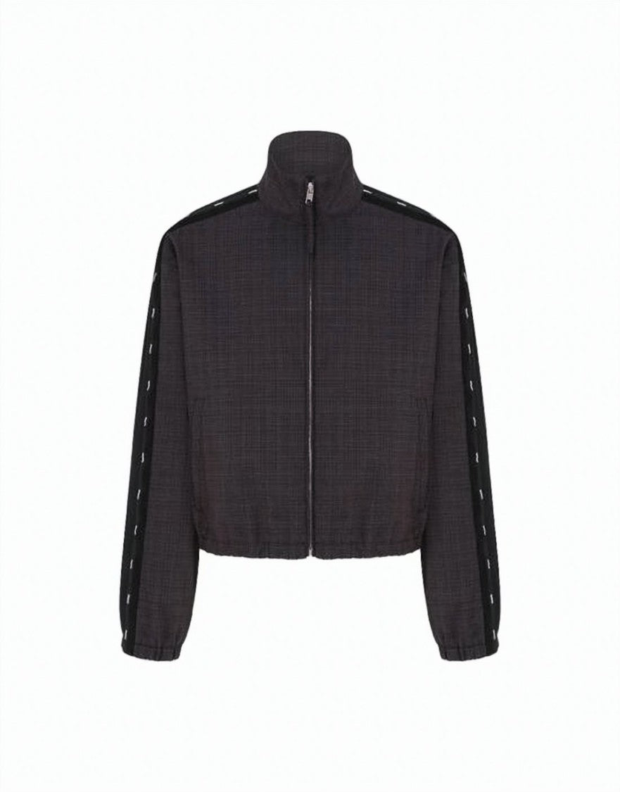 Moschino Cropped High Collar Jacket With Checkered Pattern