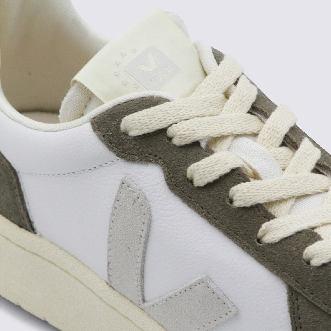 Veja Low-Top Sneakers With Olive Green Suede Overlays