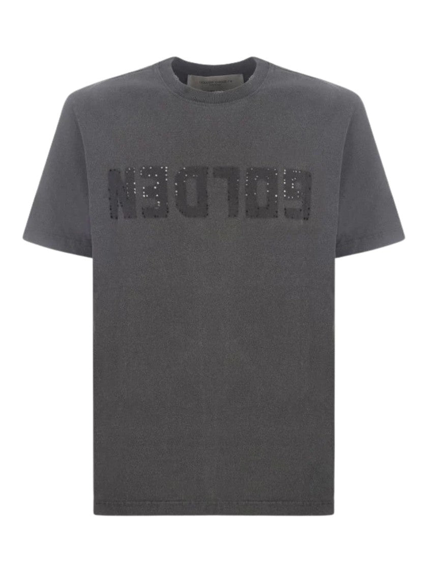 Golden Goose Distressed Grey Cotton T-Shirt