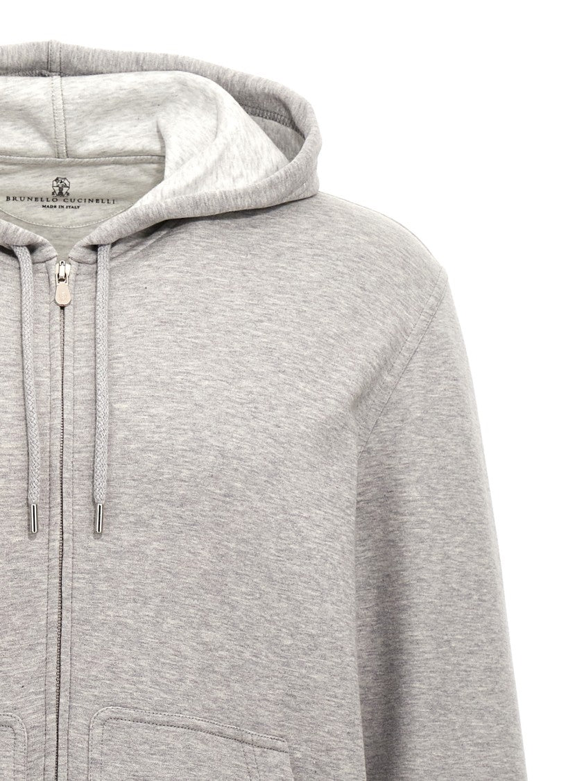 Brunello Cucinelli Zip Closure Cotton Blend Hoodie