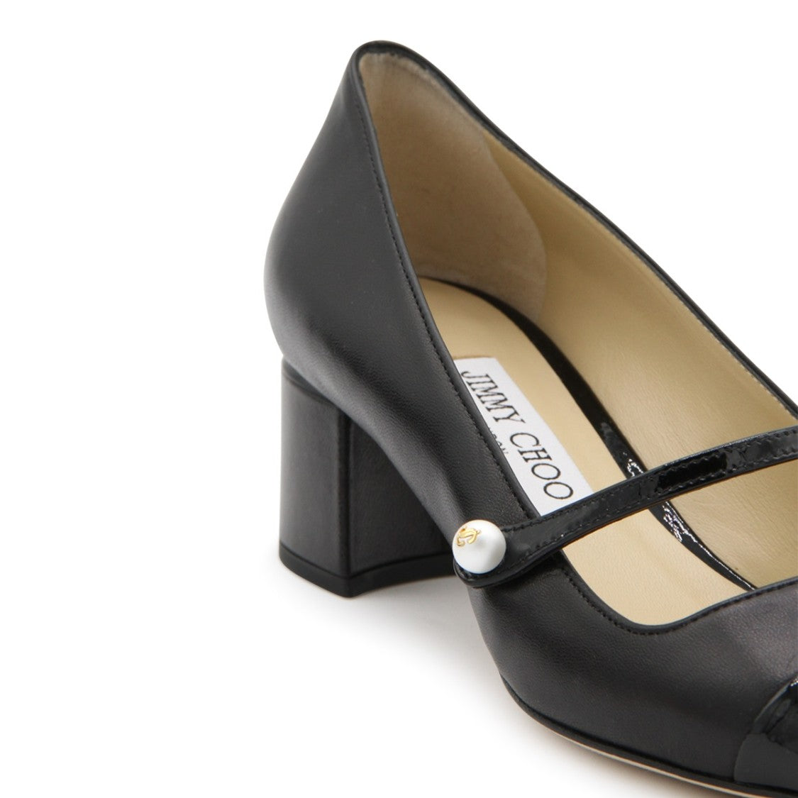 Jimmy Choo Black Leather Squared Heel Pumps