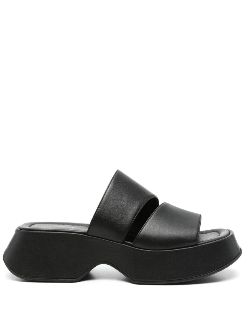 Vic Matié Black Cut-Out Square Open Back Sandals