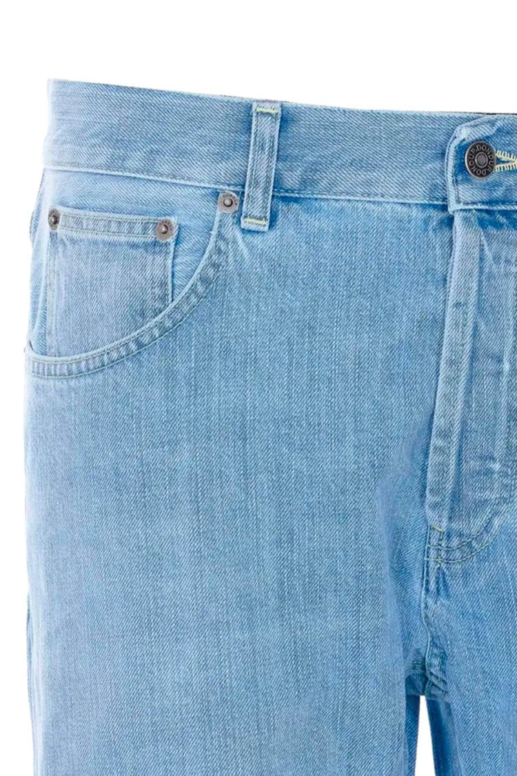 Dondup Light Blue Washed Tapered Cotton Jeans