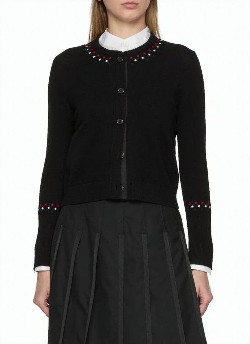 Thom Browne Cropped Cashmere Cardigan With Button-Down Front