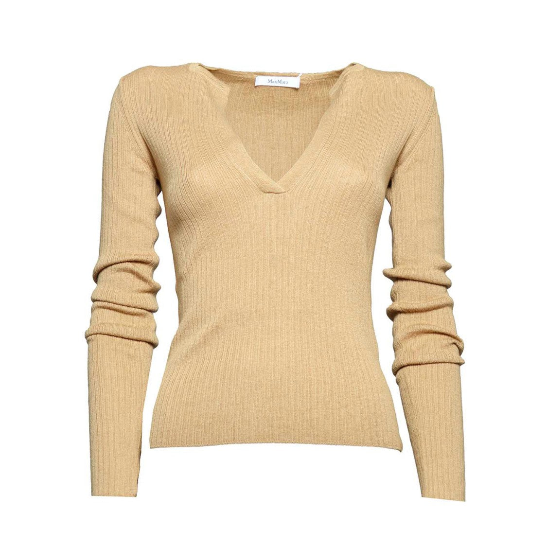 Max Mara Urlo Silk Knit Sweater In Camel