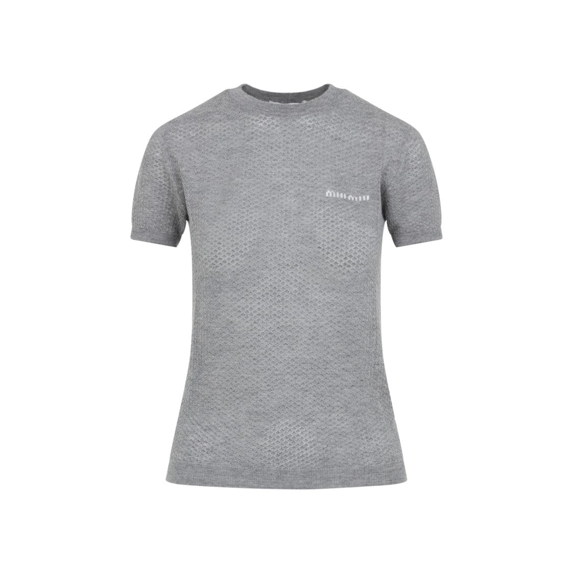 Miu Miu Textured Grey Cashmere T-Shirt