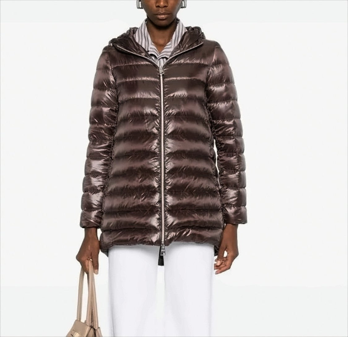 Herno Quilted Brown Ultralight Nylon Down Jacket