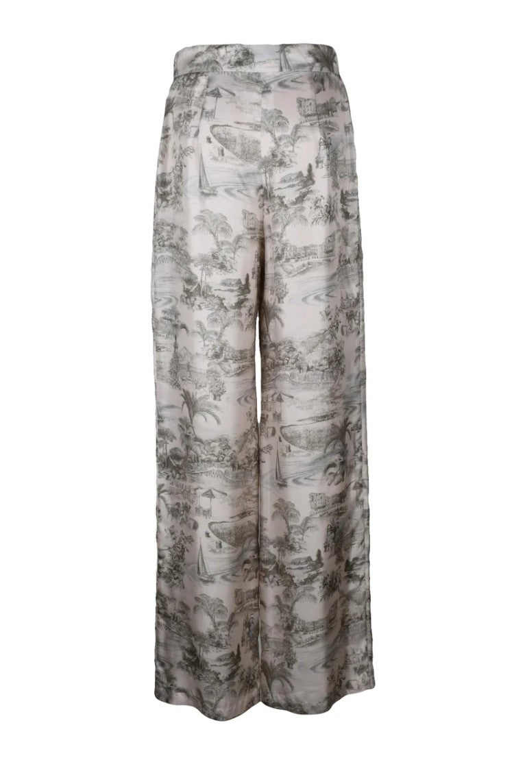 Max Mara Zeus Wide Leg Silk Trousers - Multicolor