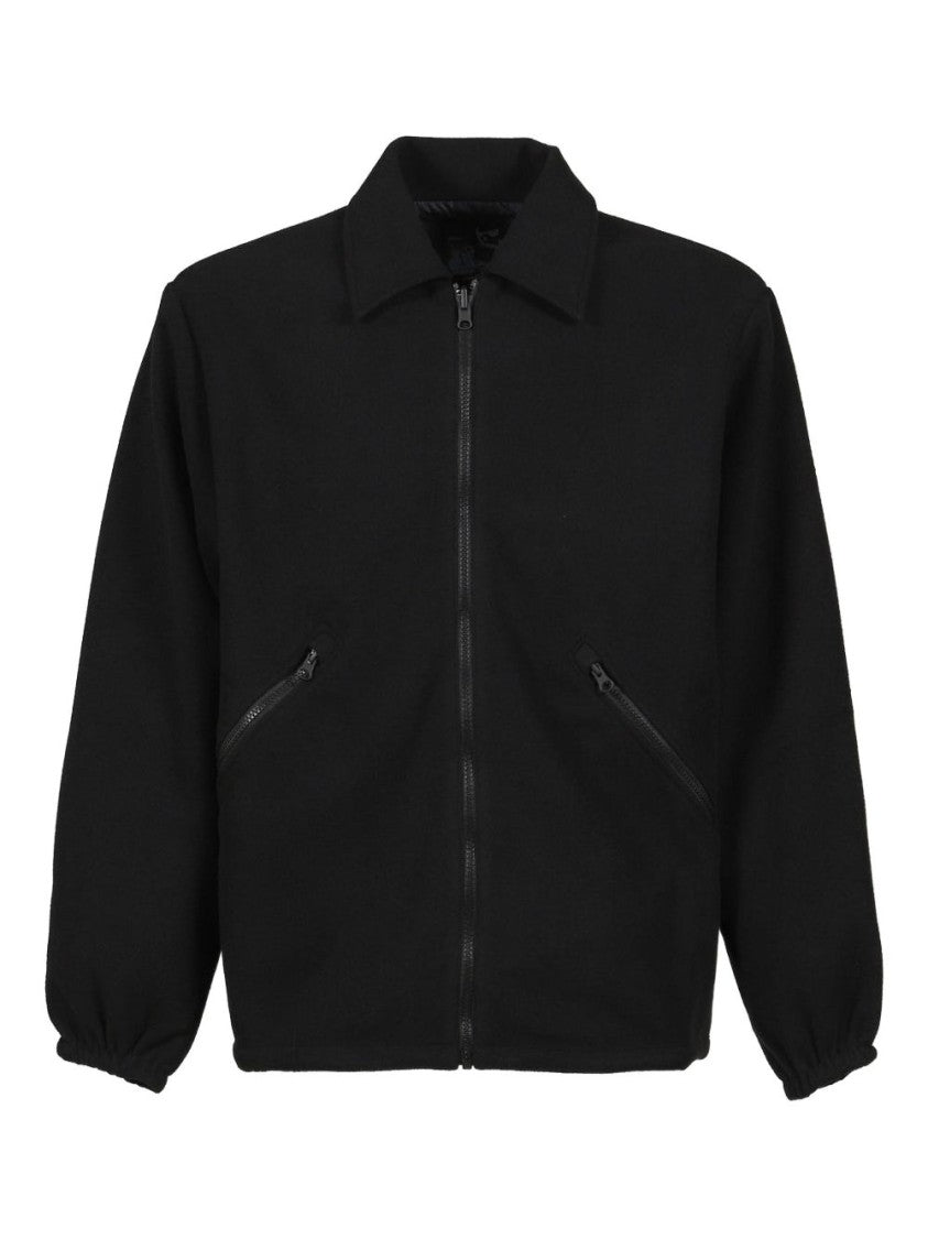Gr10k Minimalistic Black Jacket With Zip Fastening And Turn-Down Collar