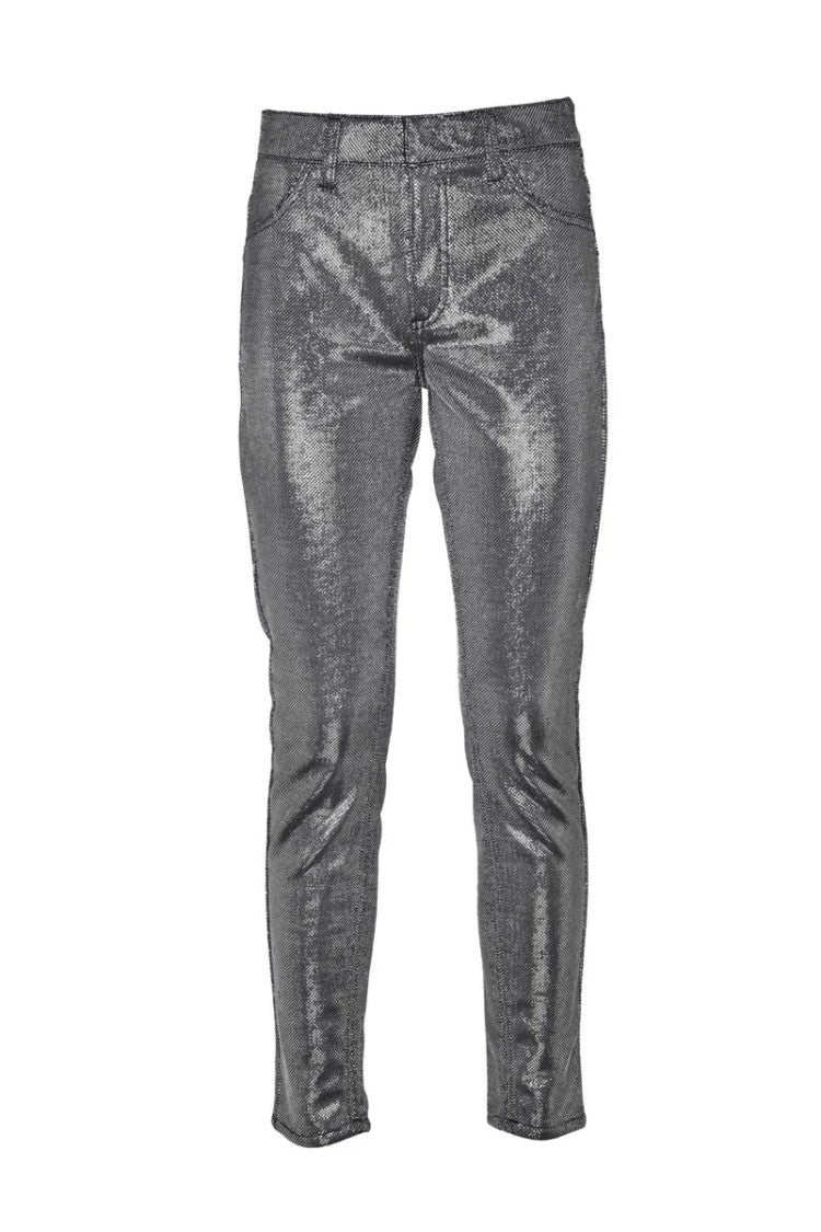 Dondup Silver Lame Stretch Pants