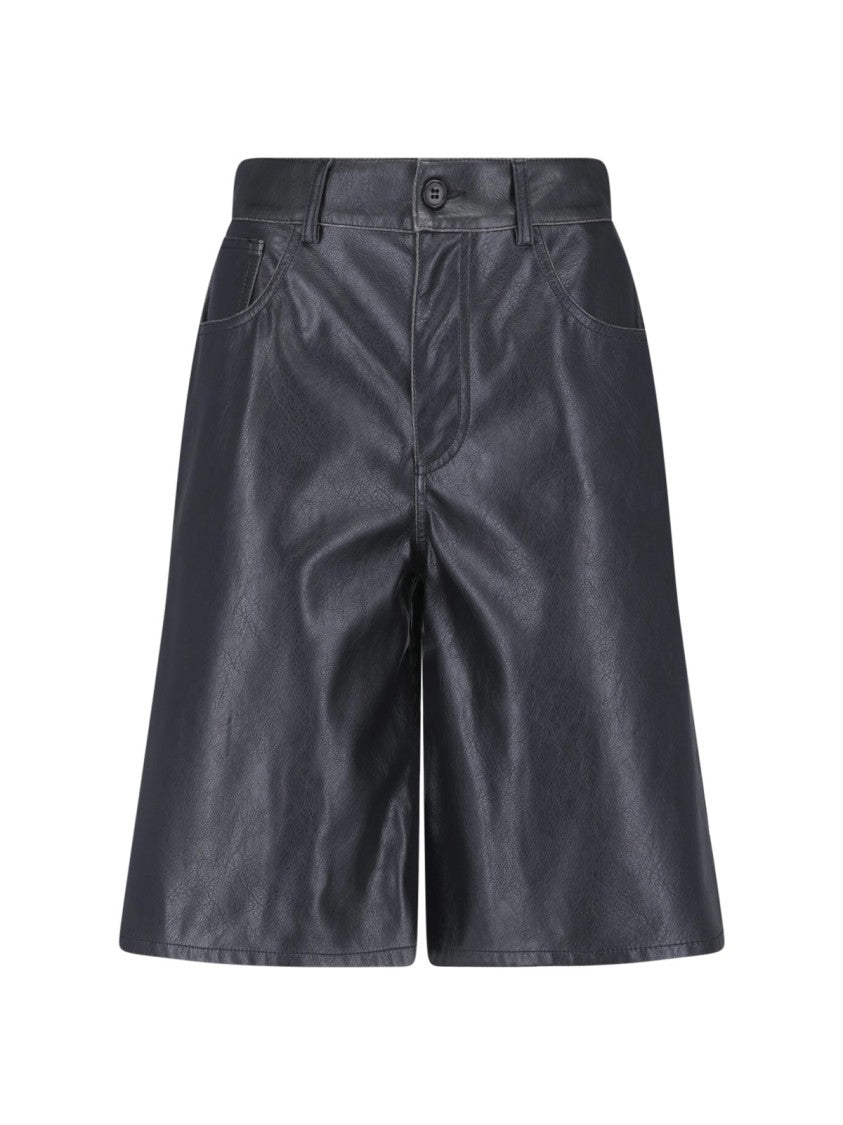 Mm6 By Maison Margiela Black Faux Leather Straight-Leg Shorts