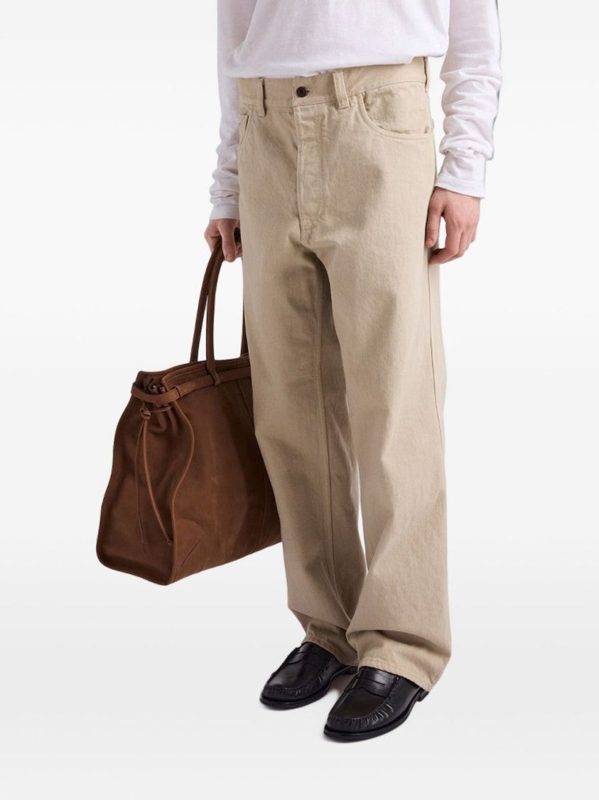Prada Black Wide-Leg Cotton Five-Pocket Trousers