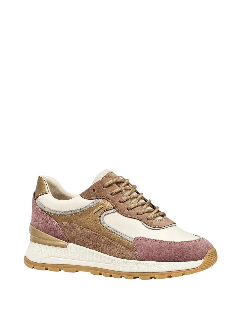 Geox Desya B Abx Metallic Accents Leather Suede Sneakers