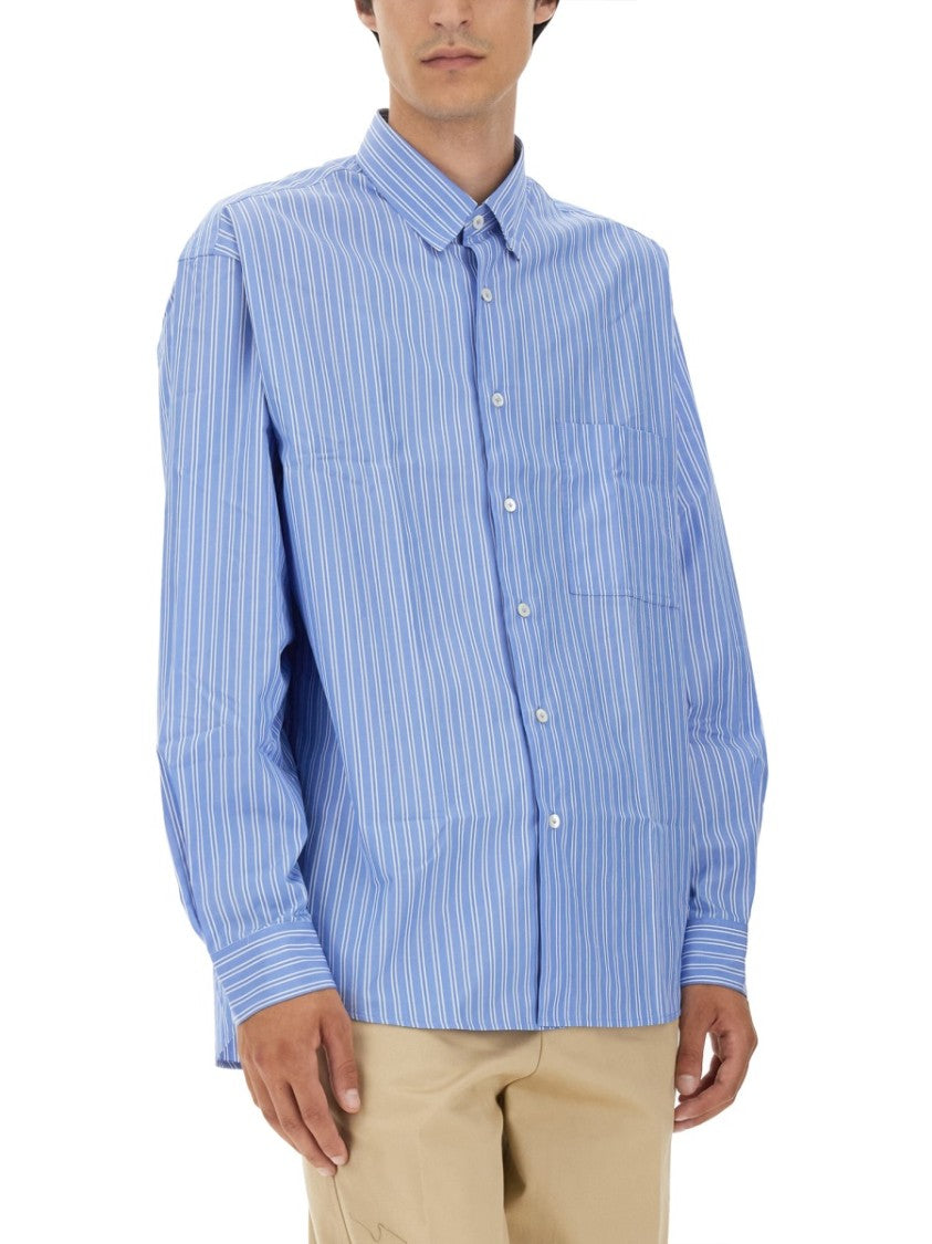 Lanvin Vertical Stripe Oversize Fit Shirt In Cotton