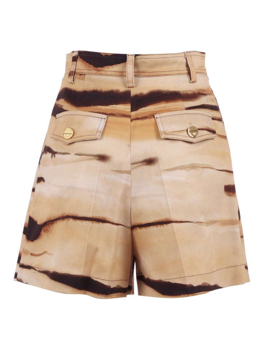 Elisabetta Franchi High Waisted Horizontal Striped Shorts
