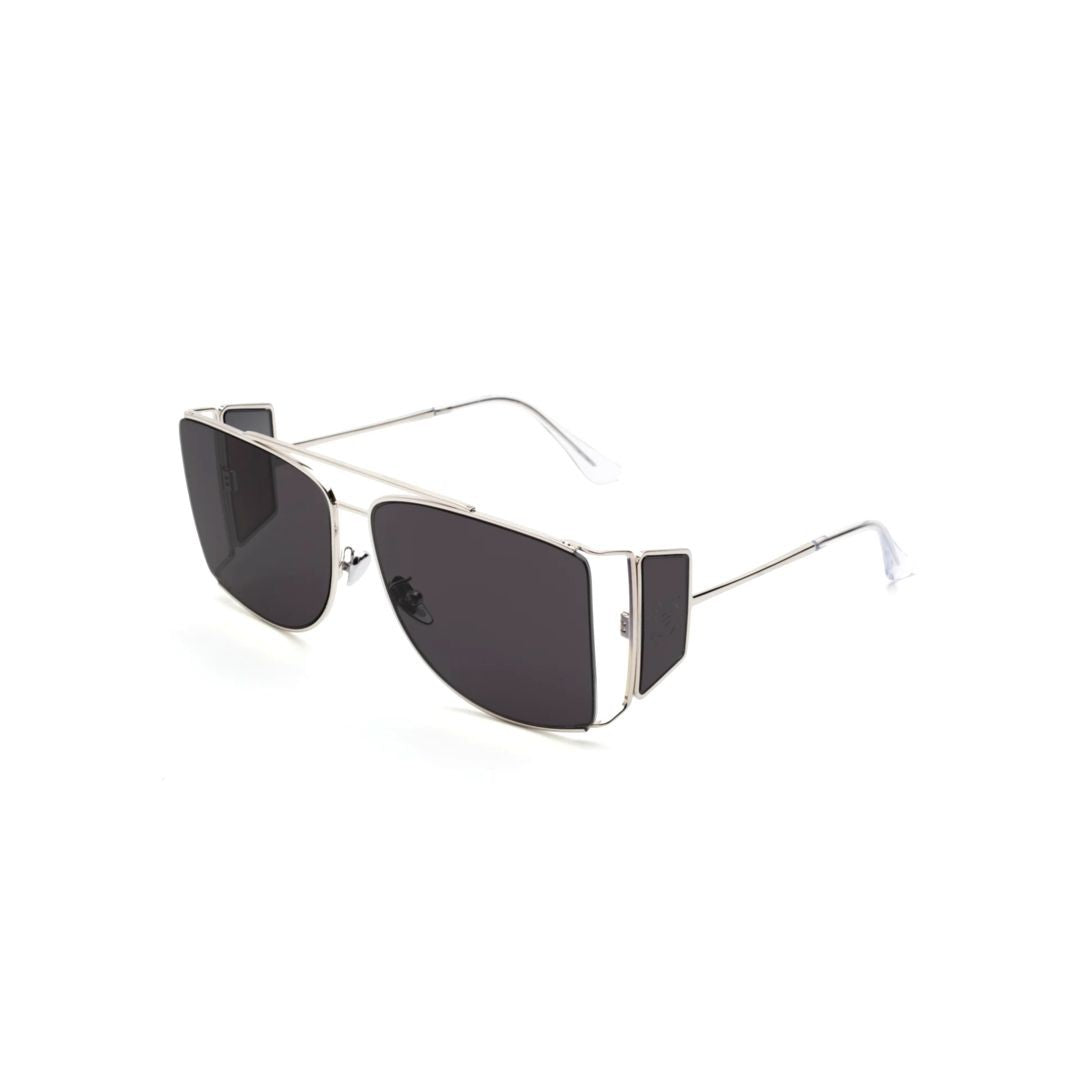 Retrosuperfuture Black Autore Geometric Silver Metal Sunglasses