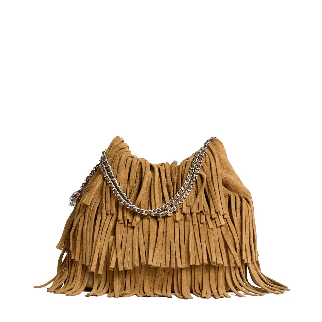 Tory Burch Fringed Suede Mini Fleming Crossbody Bag