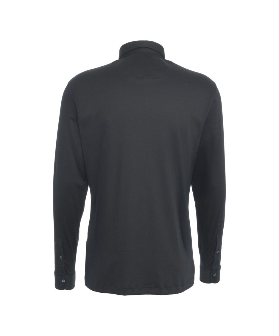 Guglieminotti Long-Sleeve Polo Shirt With Traditional Collar And Ribbed Cuffs