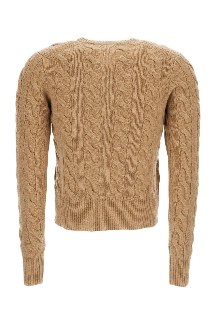 Polo Ralph Lauren Cropped Cable Knit Cardigan In Soft Wool And Cashmere Blend