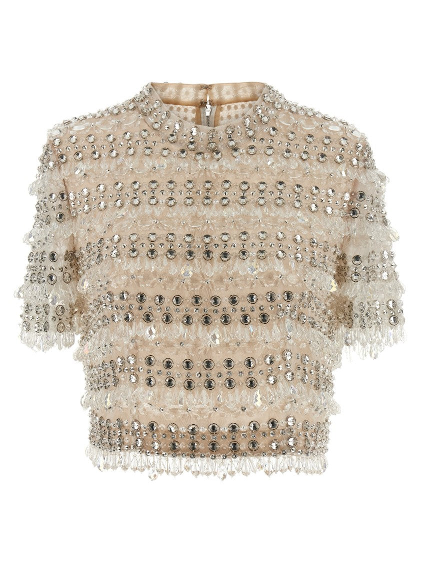Carolina Herrera 'Crystal-Embroidered Crop' Top